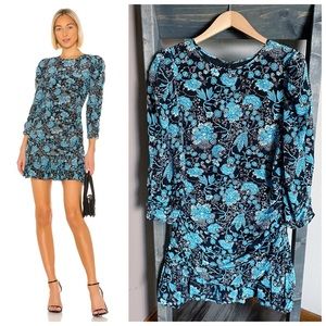 NEW Tanya Taylor 100% SILK Raven Dress Blue Paisley Floral